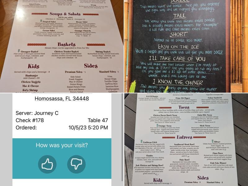 Crump's Landing Menu