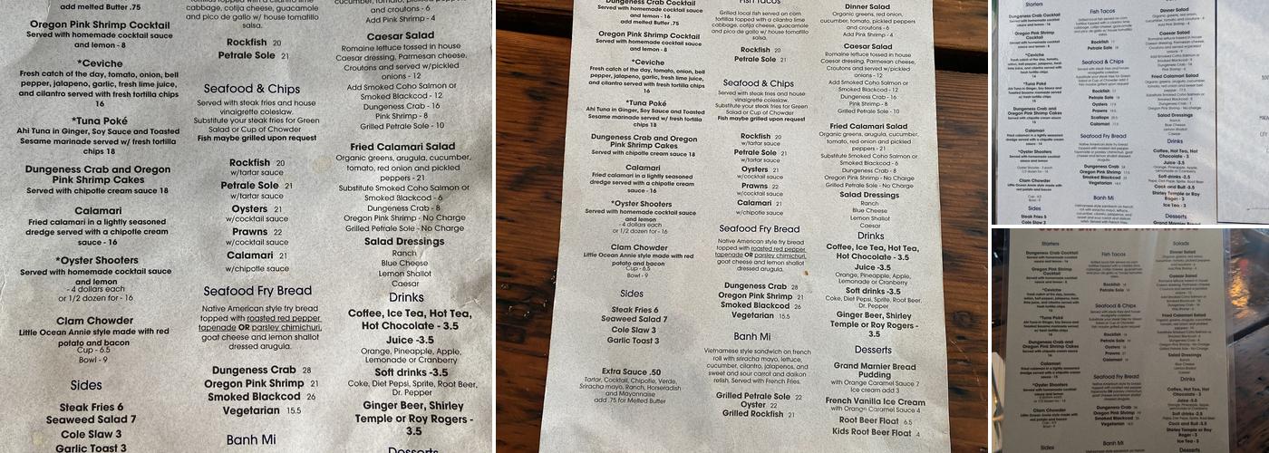 South Bay Wild Fish House Menu