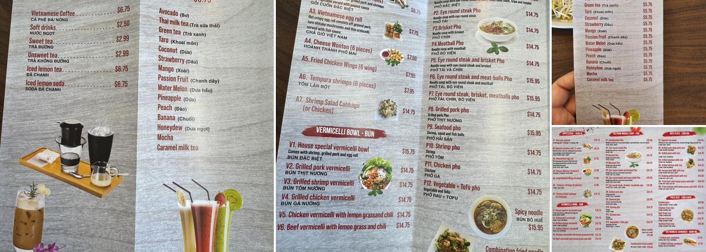 Real Pho Menu