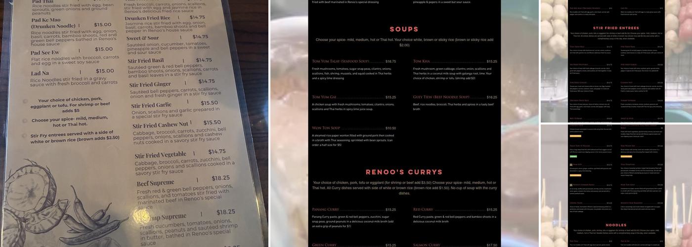 Renoo’s Thai Time Menu