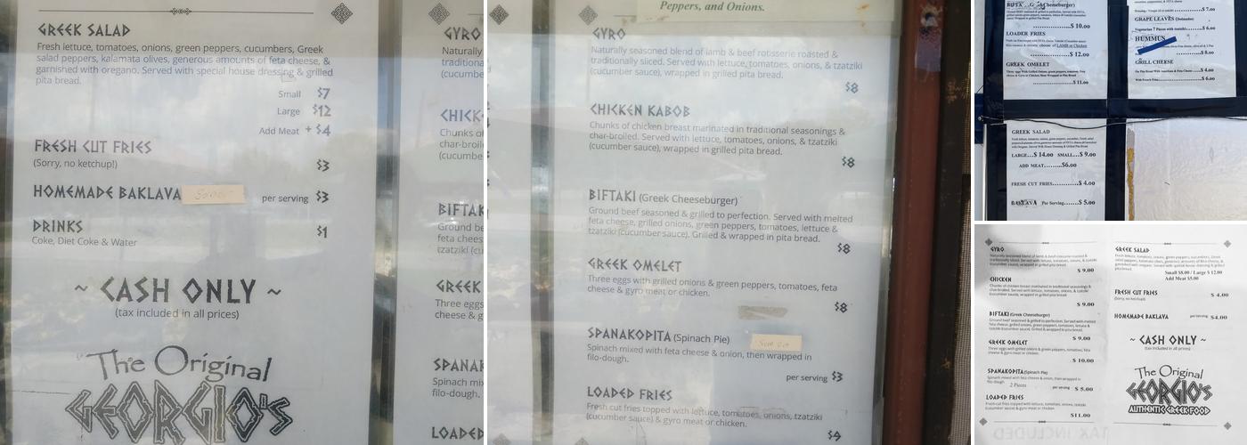 Georgio's Menu