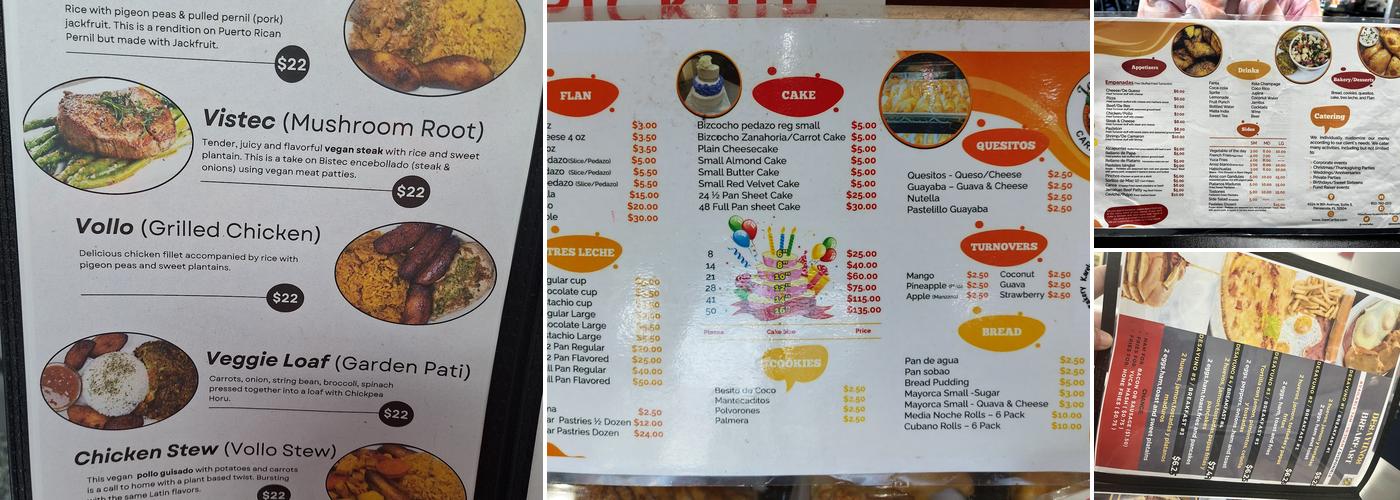 Joe's Caribe Restaurant and Bakery Menu