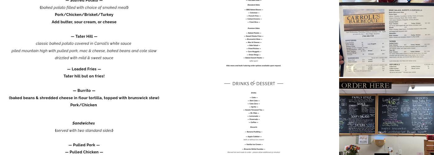 Carroll's Barbeque Menu