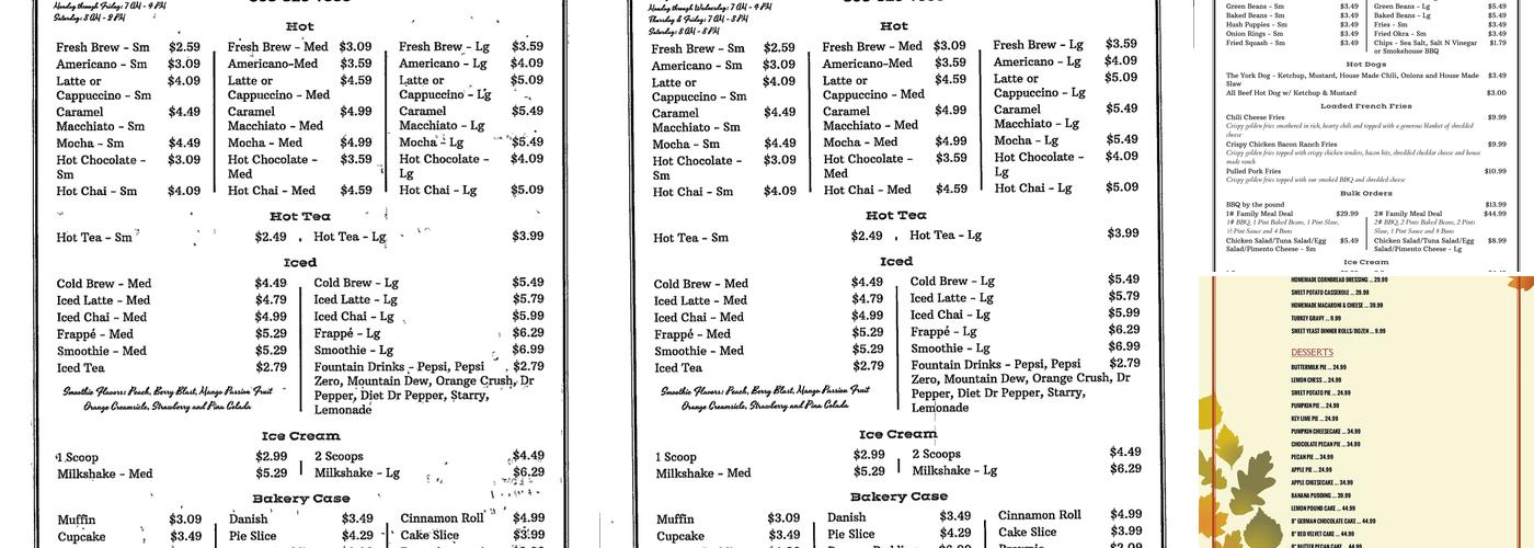 Southern Touch Bakery, Coffee Shop & Cafe Menu