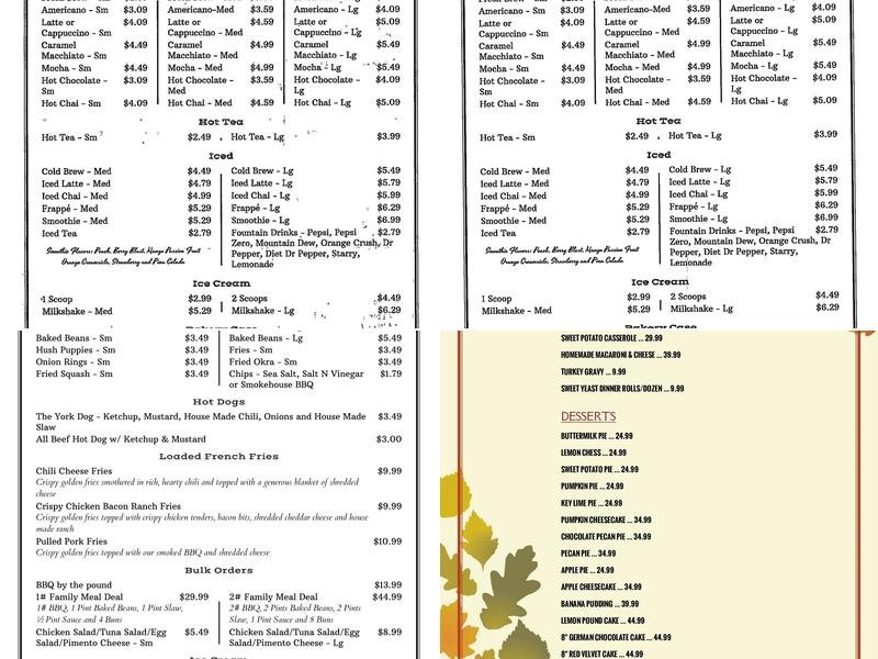 Southern Touch Bakery, Coffee Shop & Cafe Menu