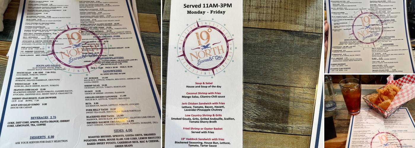 19 North Seafood and Grill Menu