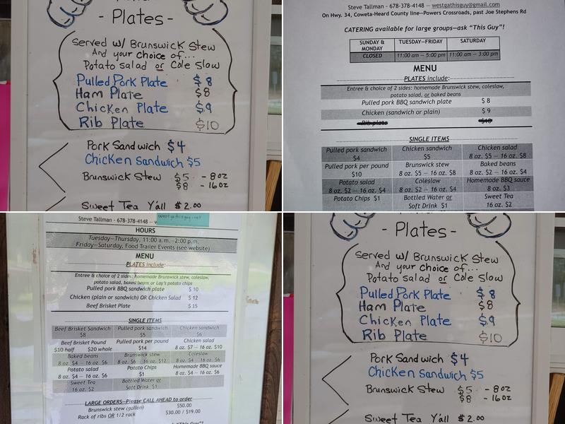 This Guy's BBQ And Stew Menu