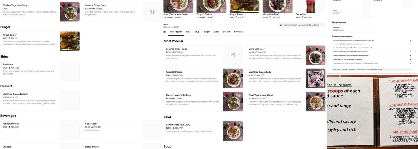 Fresh Mongolian BBQ & Grill Menu