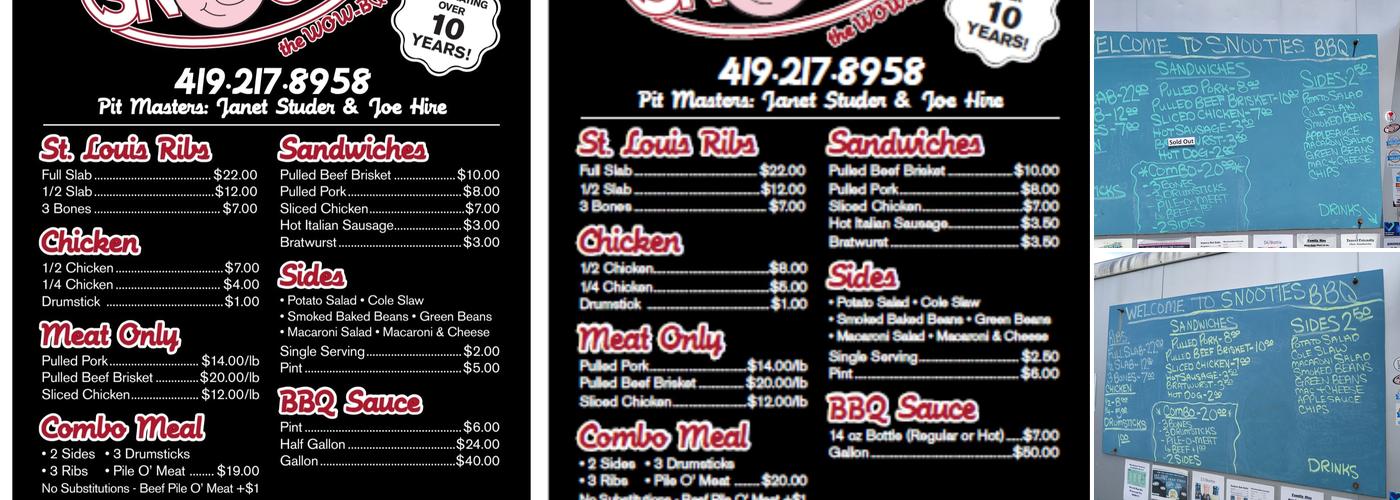 Snooties BBQ Menu