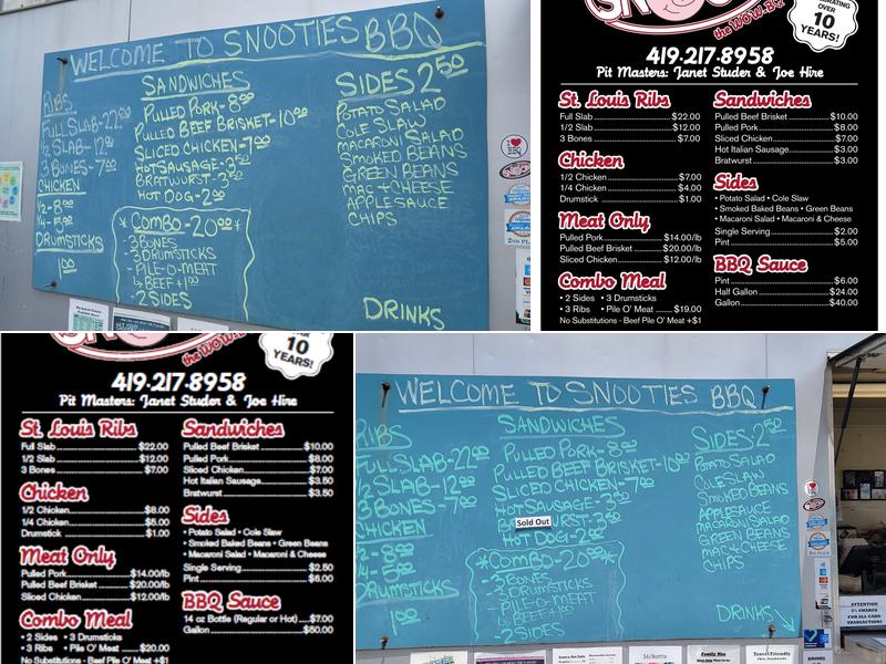 Snooties BBQ Menu