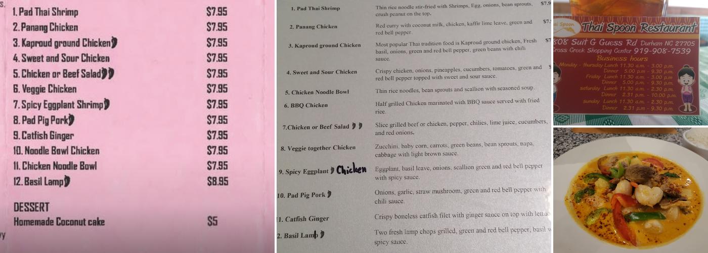 Thai Spoon Menu