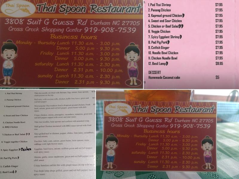 Thai Spoon Menu