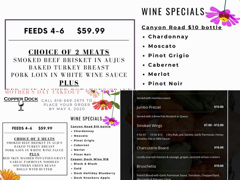 Copper Dock Winery Menu