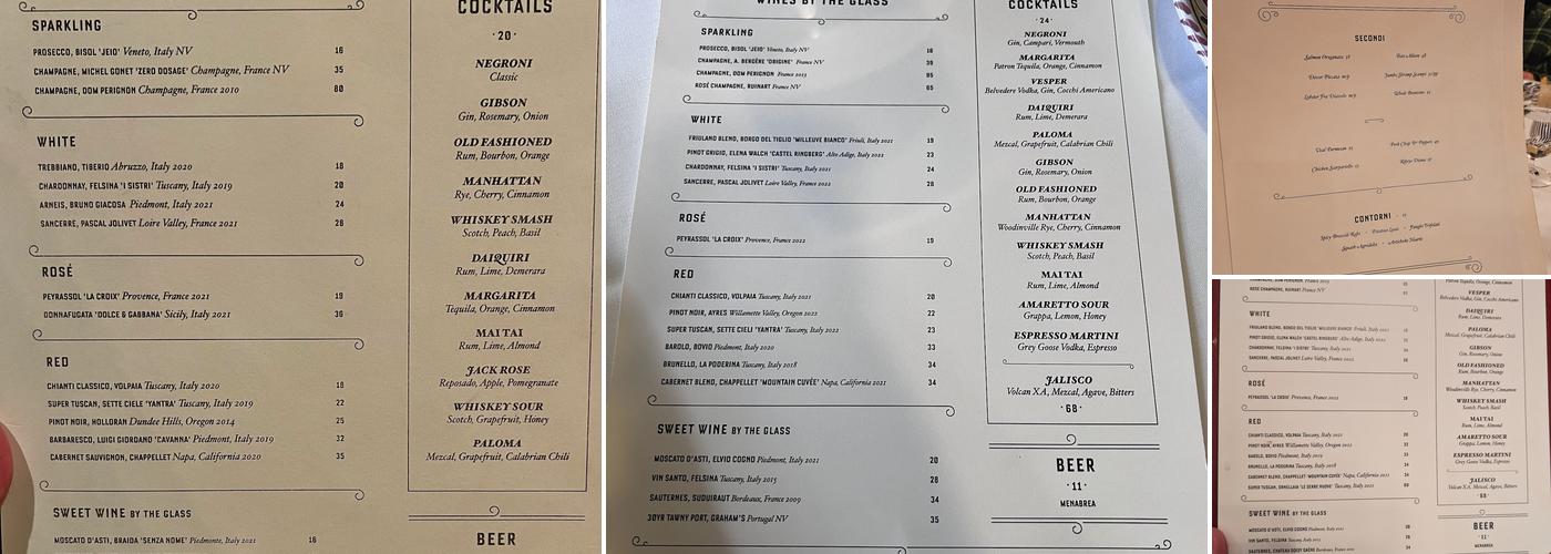 Carbone New York Menu