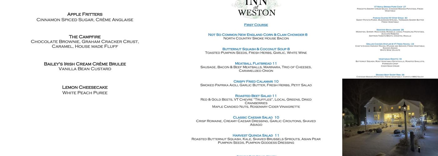 The Weston Menu