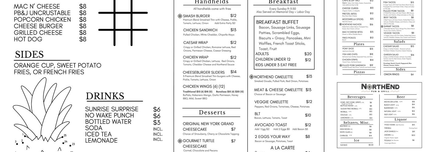 NorthEnd Pub & Grill Menu