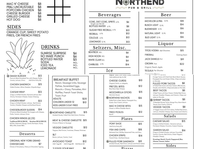 NorthEnd Pub & Grill Menu