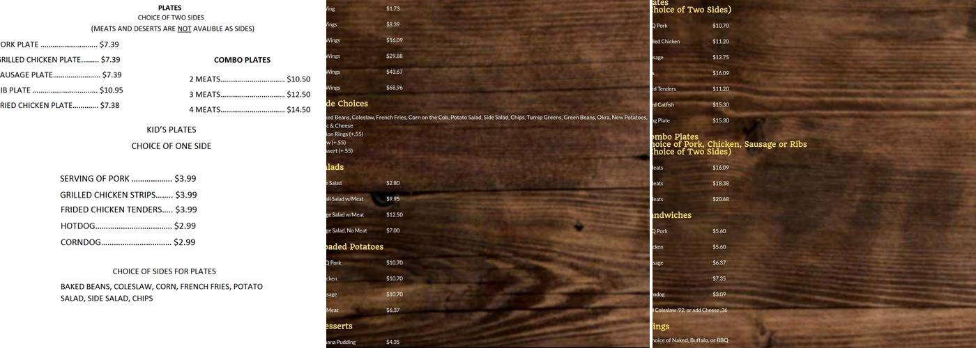 The Pottery Grill Menu