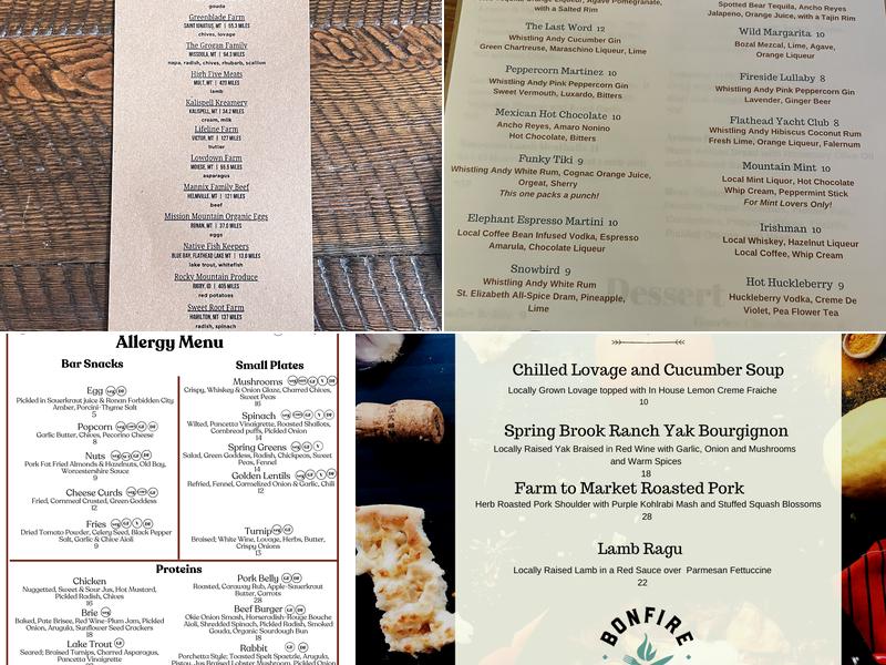 Montana Bonfire Menu