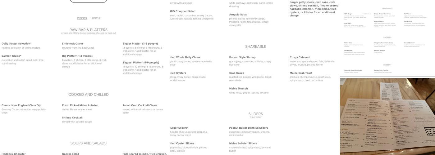 North Beacon Oyster Menu