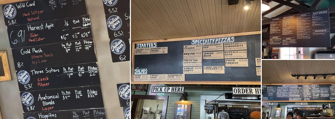 Julian Beer Co. Menu
