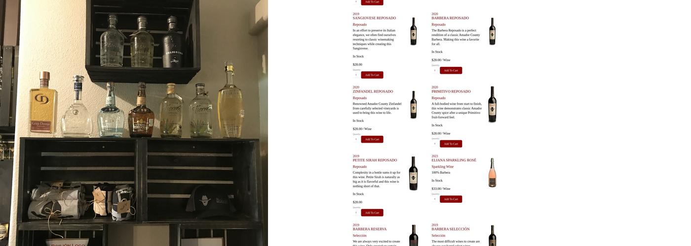 Borjon Winery Menu