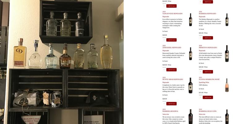 Borjon Winery Menu