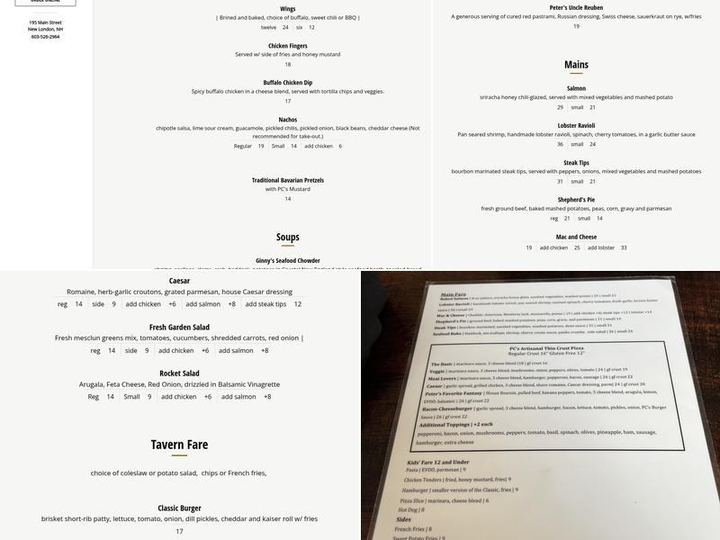Peter Christian's Tavern Menu