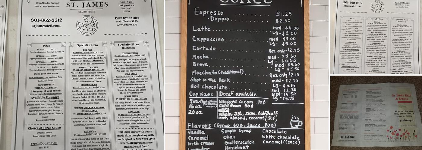St. James Deli & Spirits Menu