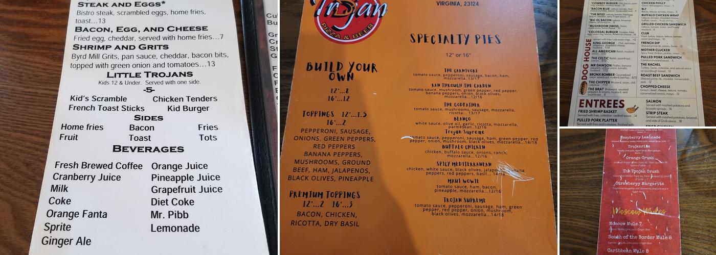 The Trojan Grill Menu