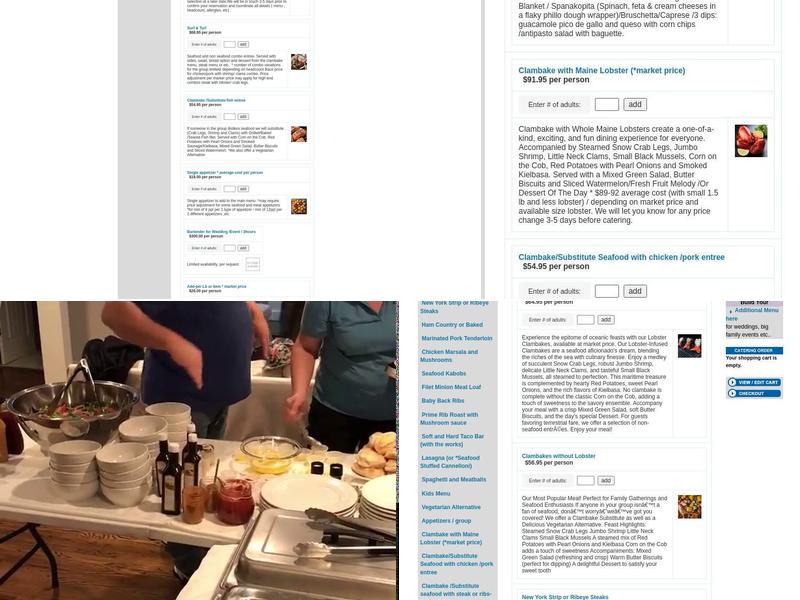 Outer Banks Clam Bakes Menu