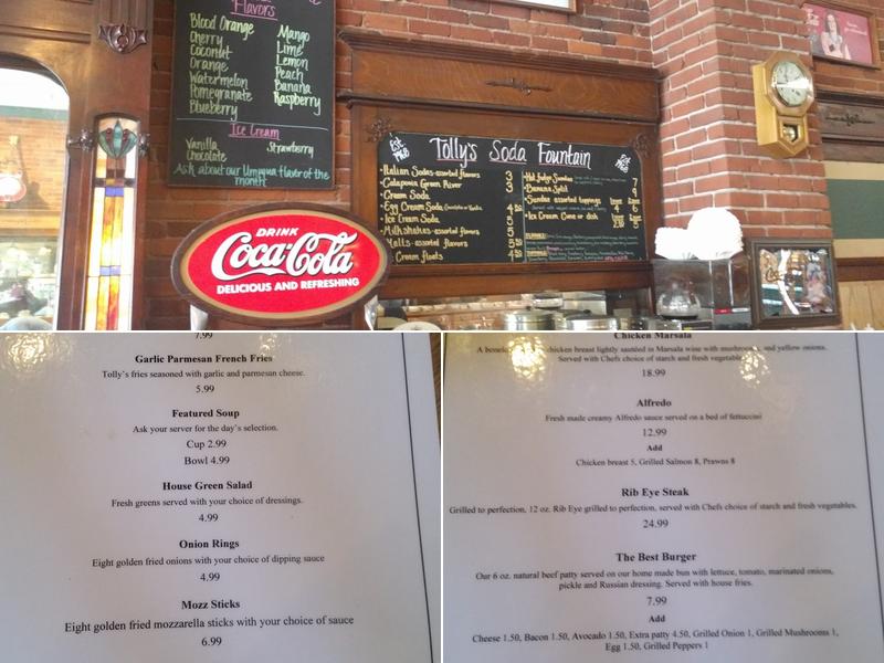 Tolly's Restaurant Menu