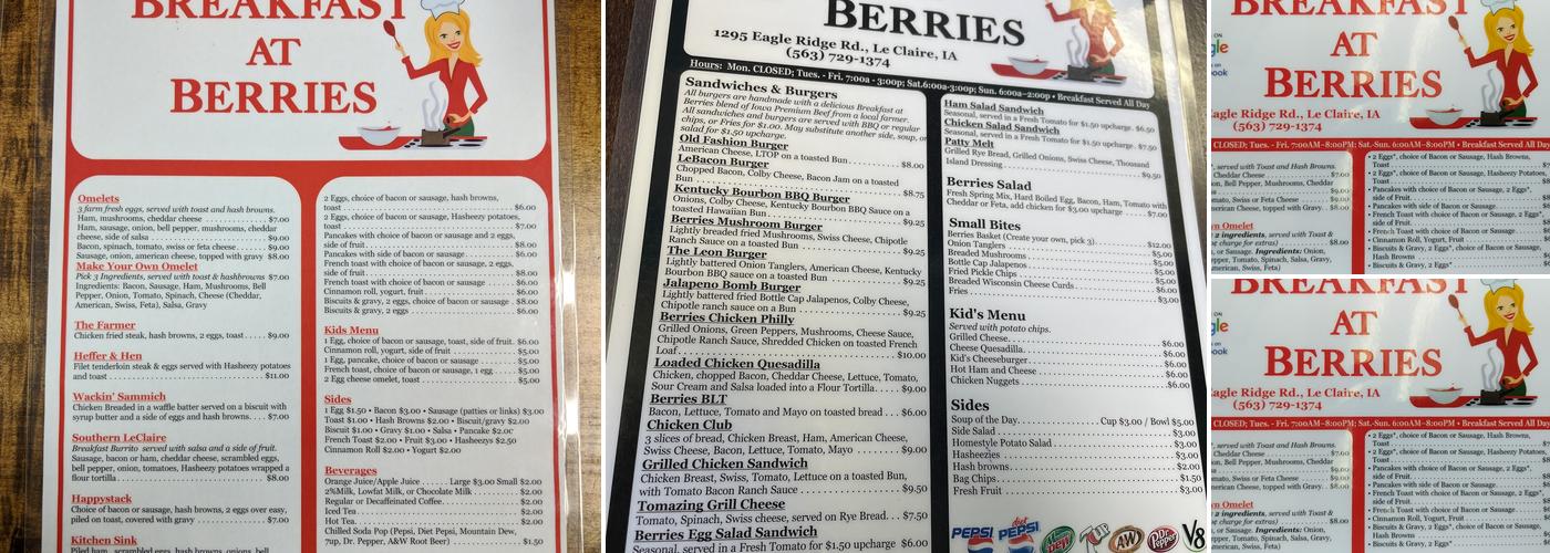 Breakfast At Berries Menu