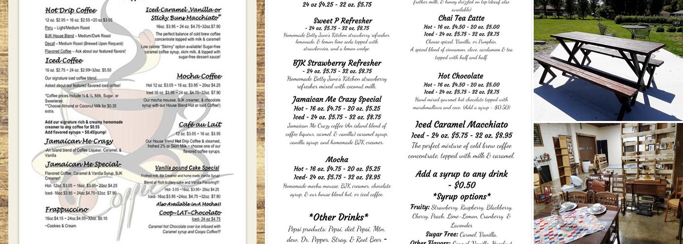 Betty Jane's Kitchen Menu