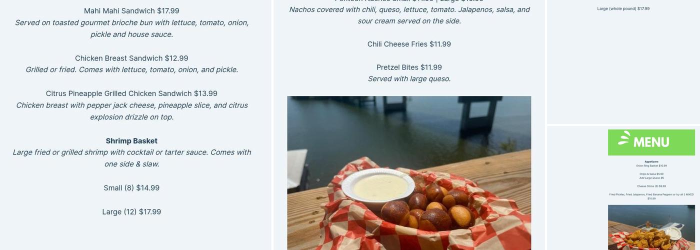 Decks and Docks Menu