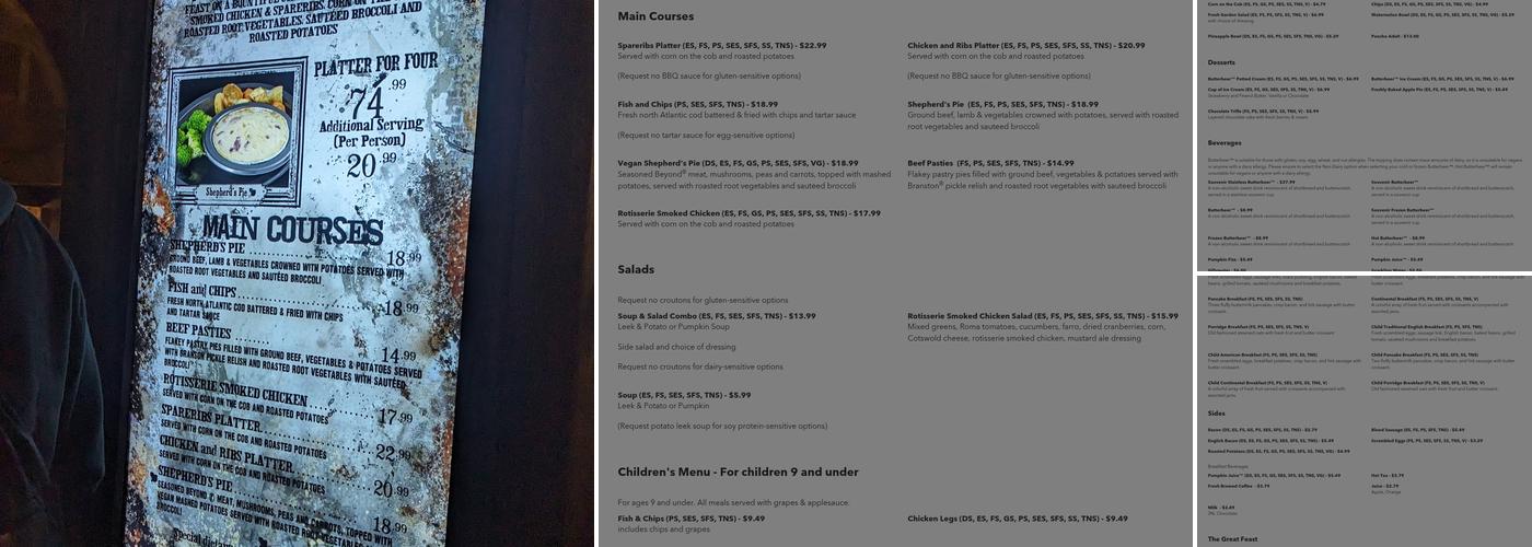 Three Broomsticks Menu