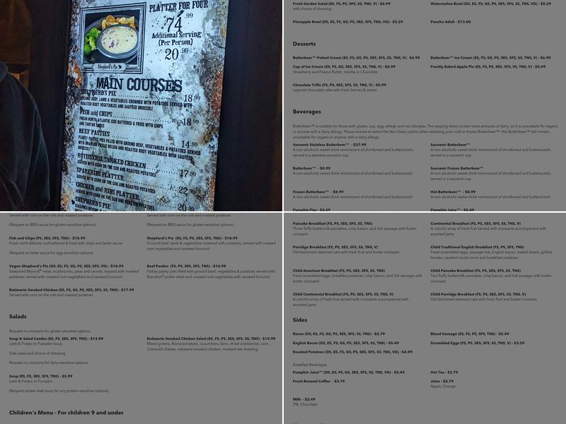 Three Broomsticks Menu