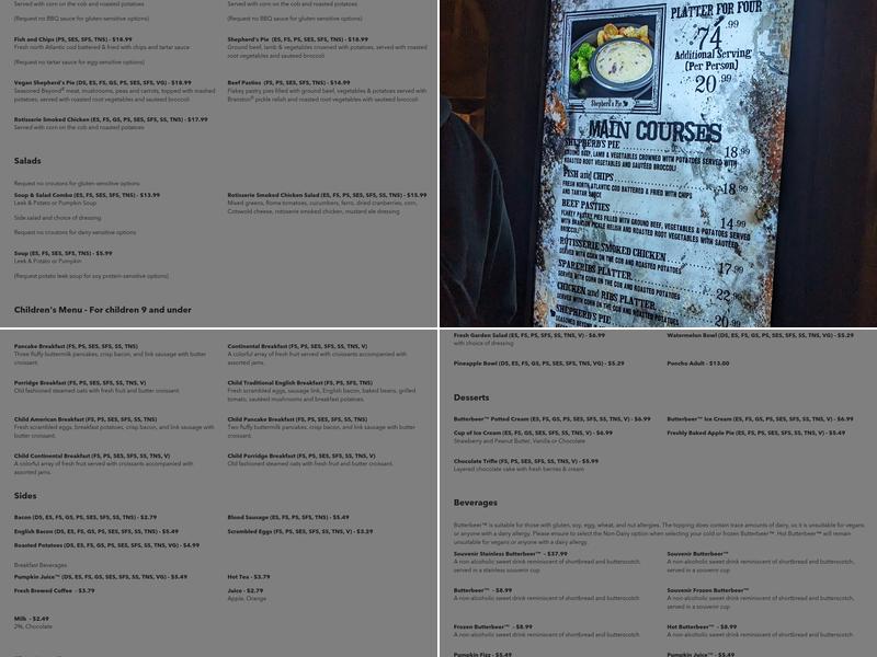 Three Broomsticks Menu