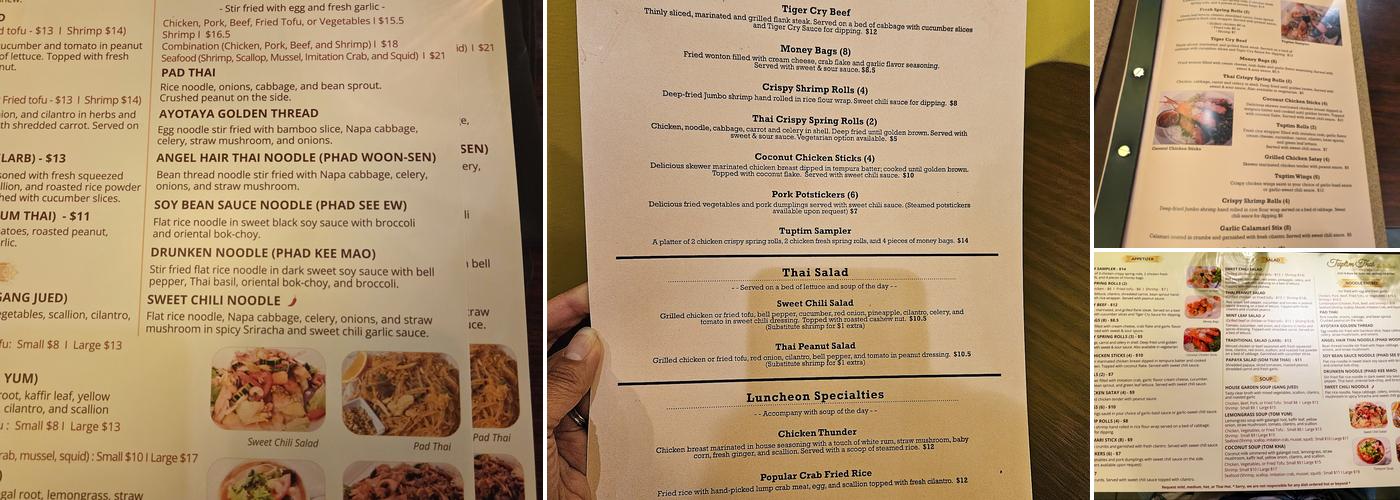 Tuptim Thai Menu
