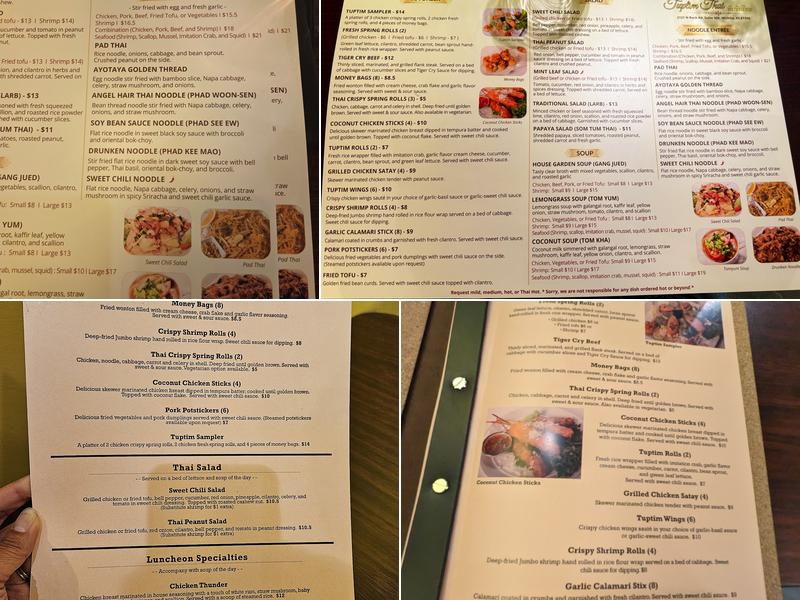 Tuptim Thai Menu