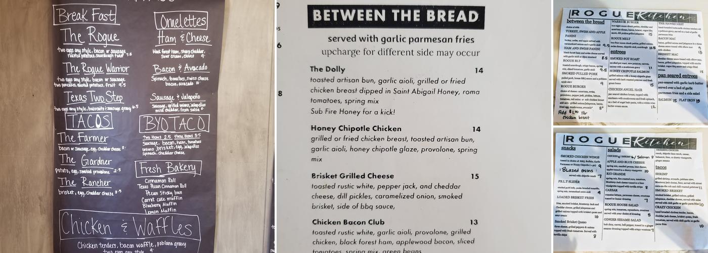 Rogue Kitchen Menu
