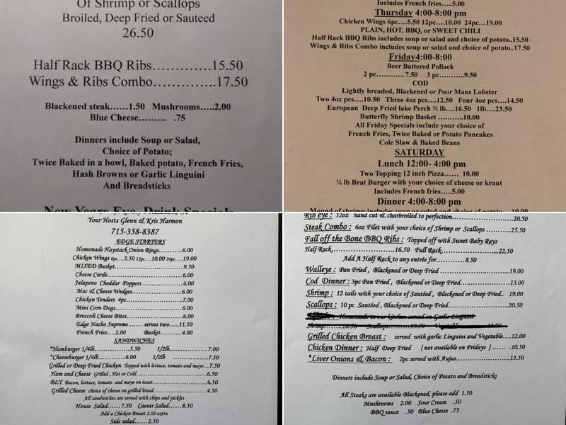 The Edge Bar & Grill LLC Menu