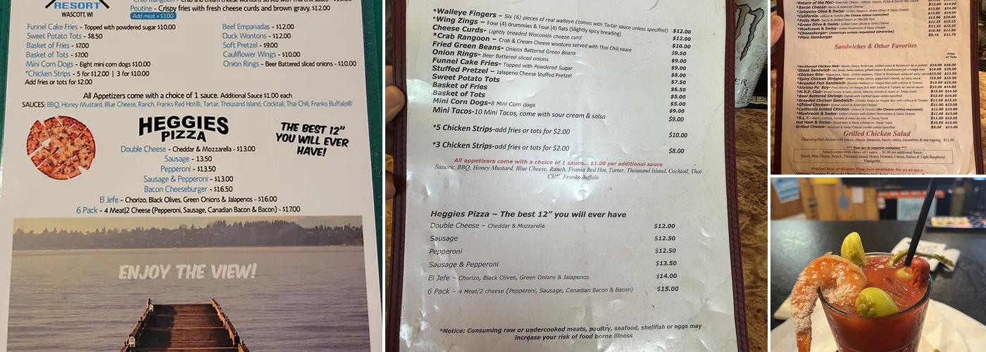 Marsh's View Point Resort Menu