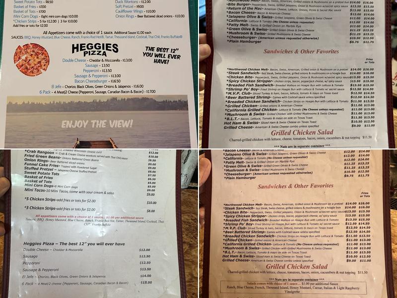 Marsh's View Point Resort Menu