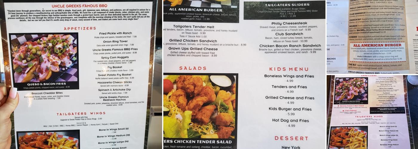 TailGaters Menu