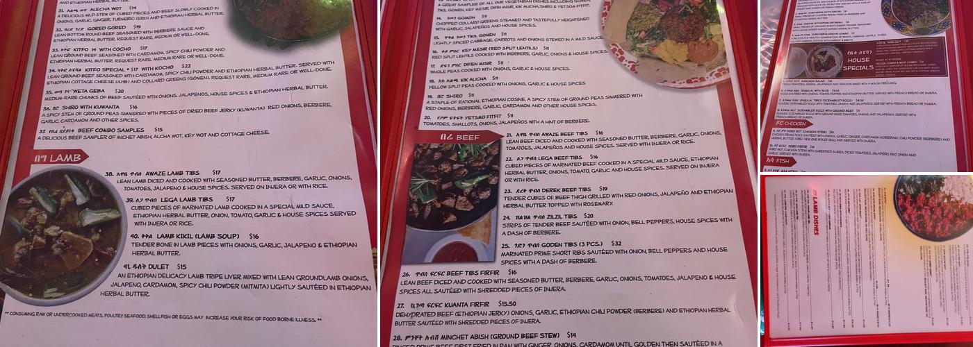 Agelgil Ethiopian Restaurant (St. Paul, MN) Menu
