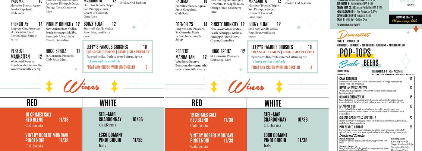 Lefty's Alley & Eats Menu