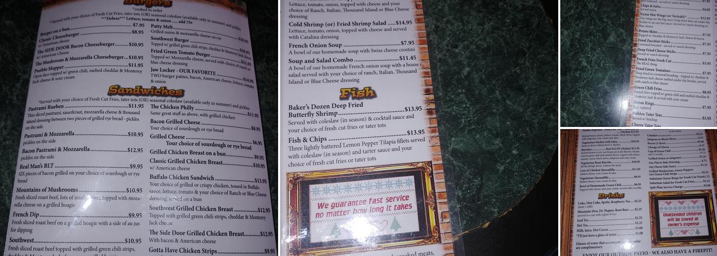 The Side Door Restaurant and Lounge Menu