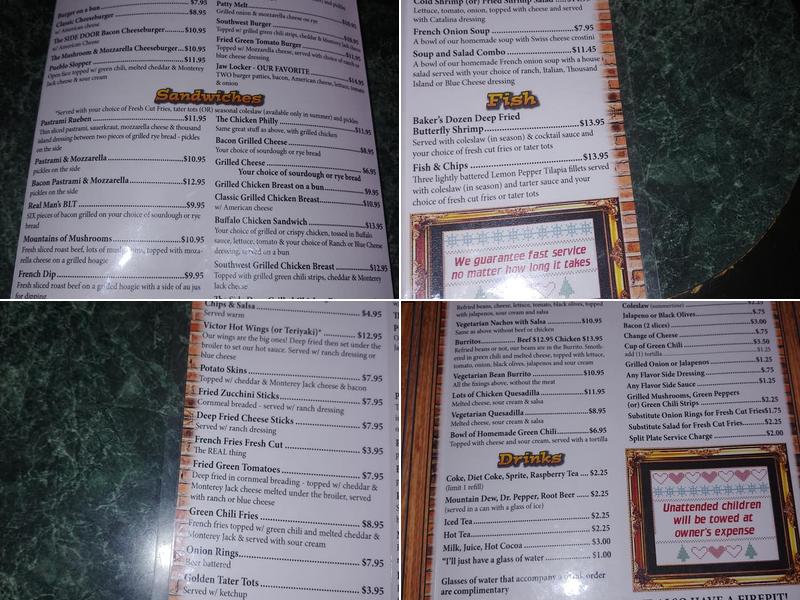 The Side Door Restaurant and Lounge Menu