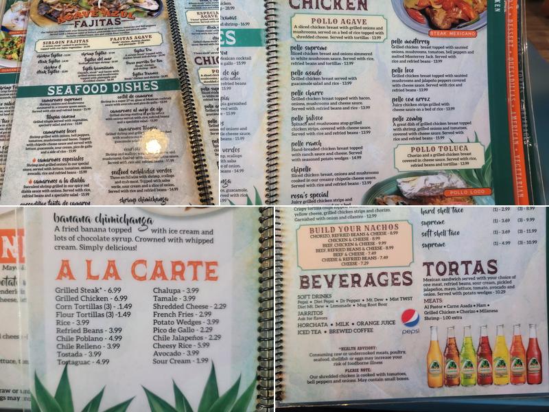 Agave Azul Menu
